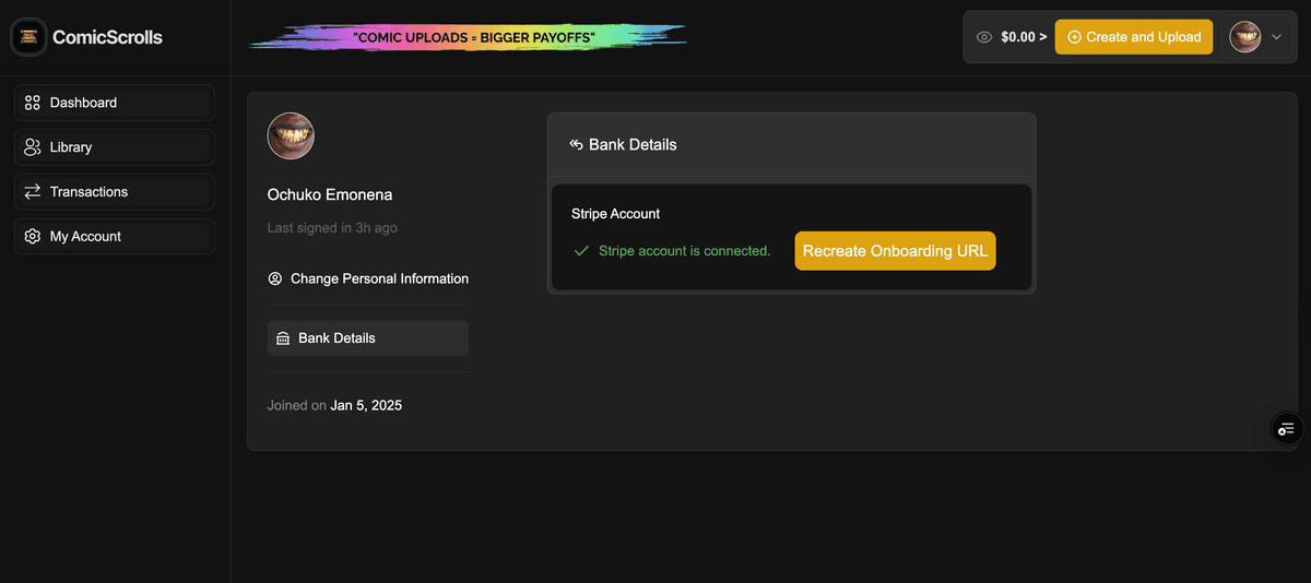 Comic Scroll Creators Dashboard - Screenshot 4