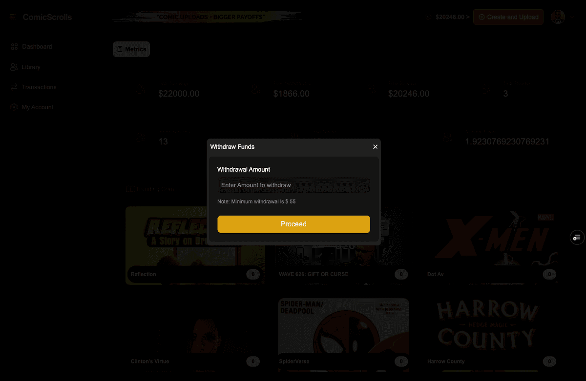 Comic Scroll Creators Dashboard - Screenshot 6