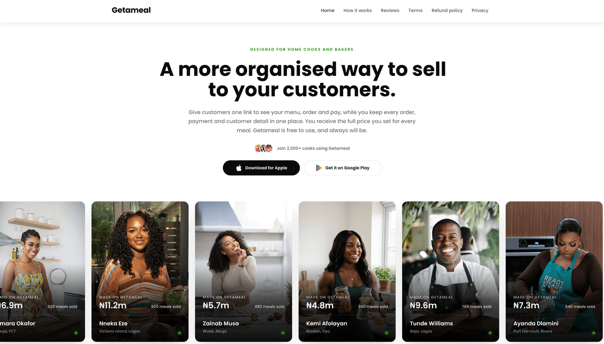 Get A Meal Web Application - Screenshot 1