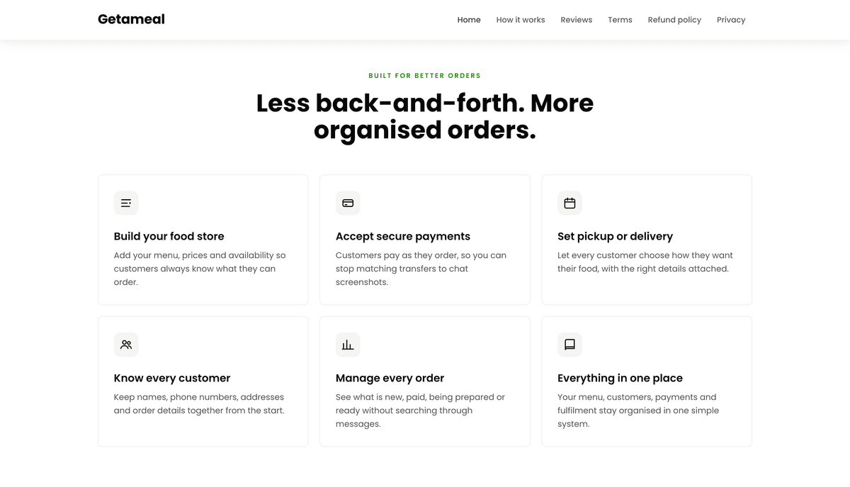 Get A Meal Web Application - Screenshot 2