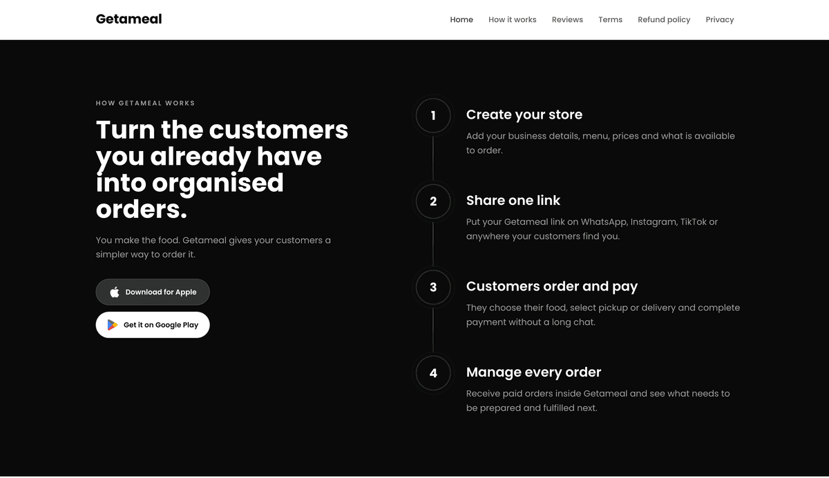 Get A Meal Web Application - Screenshot 3