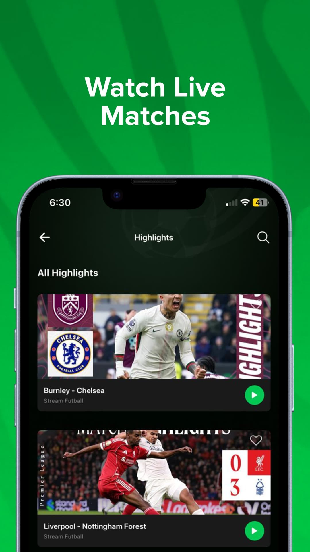 StreamFutball Mobile App - Screenshot 2