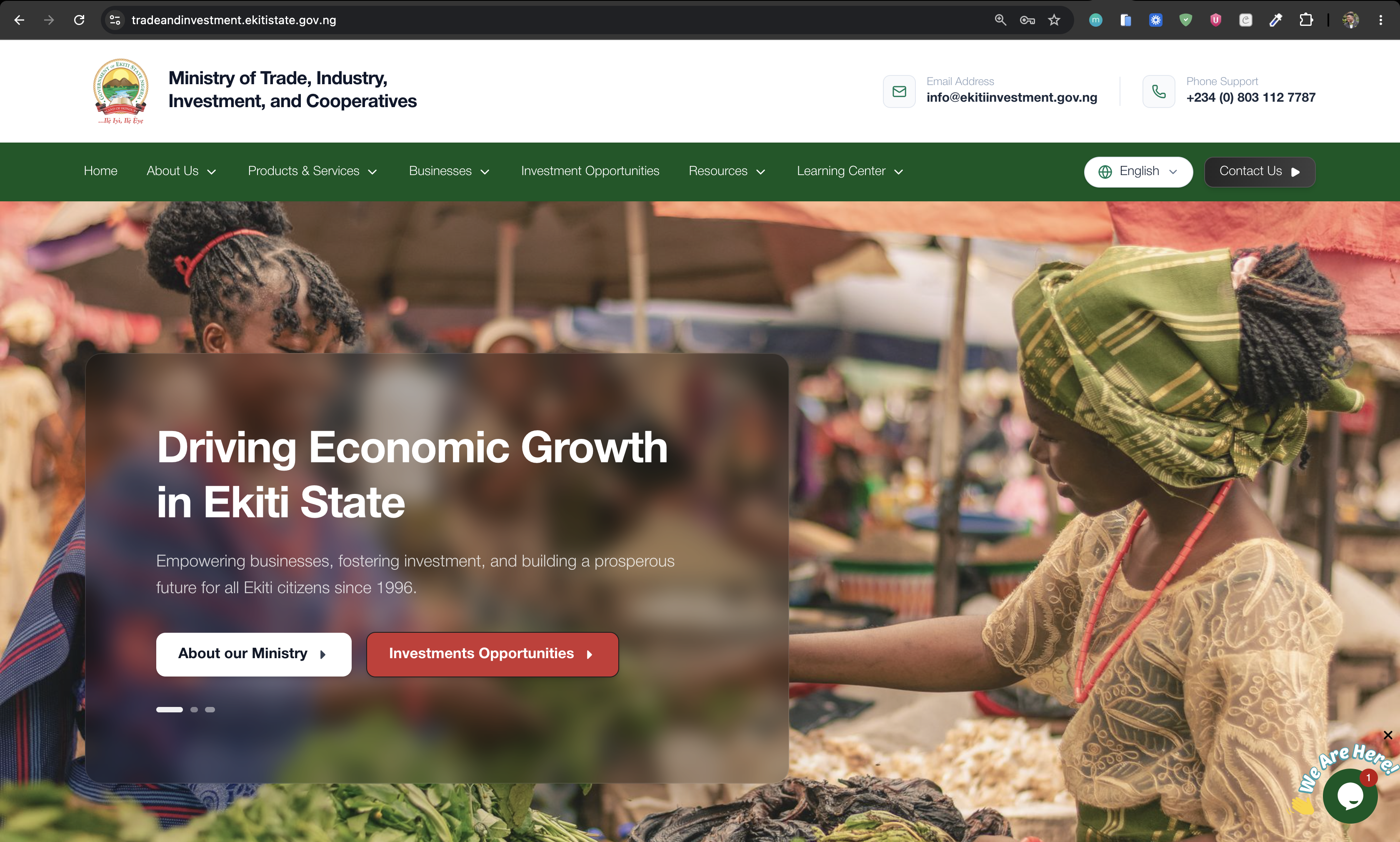 Ekiti State Ministry of Trade, Industry, Investment & Cooperatives Website