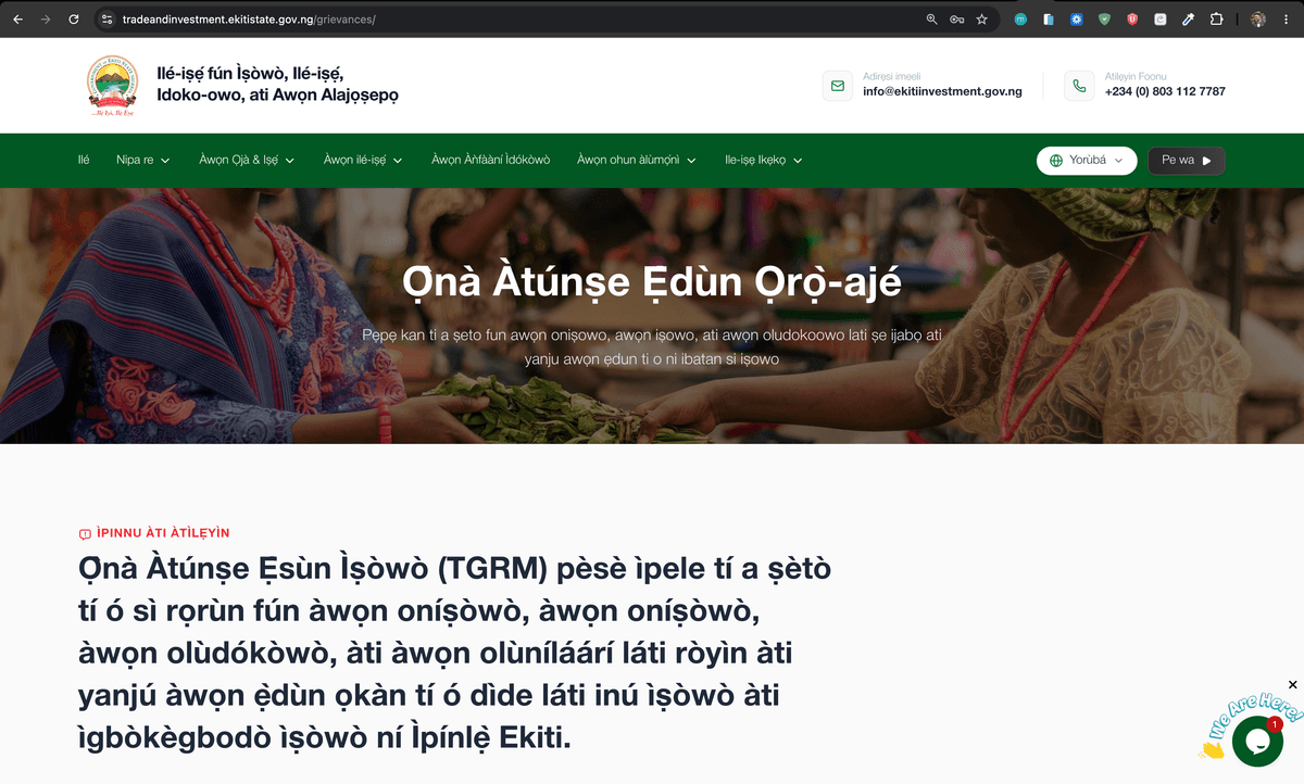 Ekiti State Ministry of Trade, Industry, Investment & Cooperatives Website - Screenshot 2