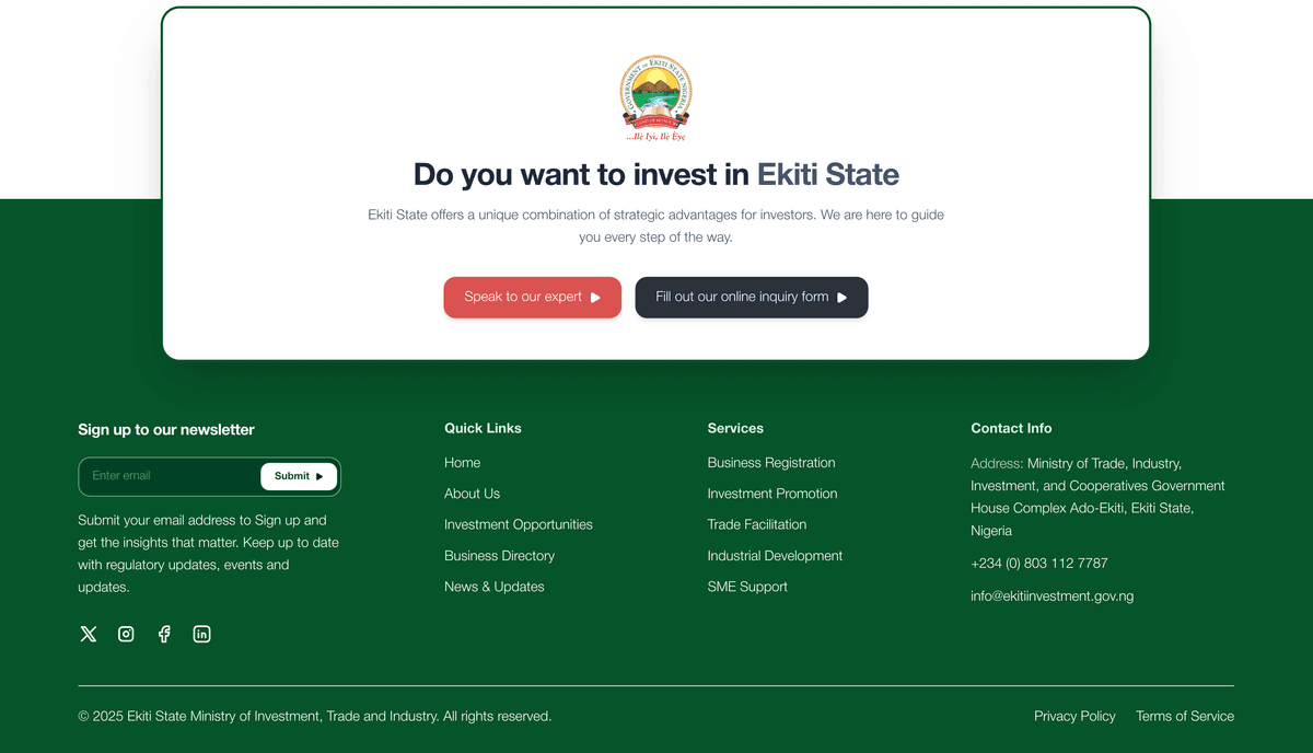 Ekiti State Ministry of Trade, Industry, Investment & Cooperatives Website - Screenshot 7