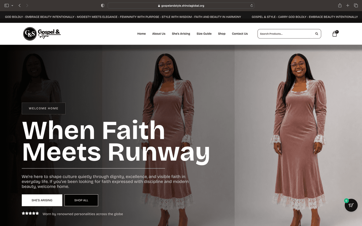 Gospel & Style E-commerce Platform - Screenshot 1