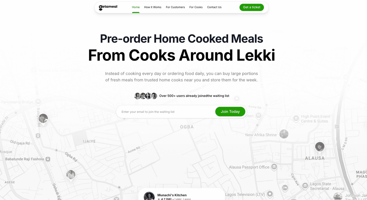 Get A Meal Landing Page & Backend System - Screenshot 3